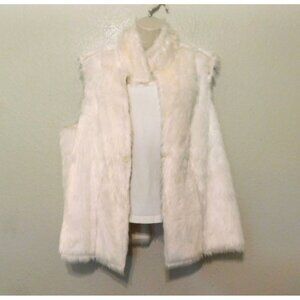 Coldwater Creek Reversible Vest Woman 2X 20W 22W White Faux Fur Suede Sleeveless